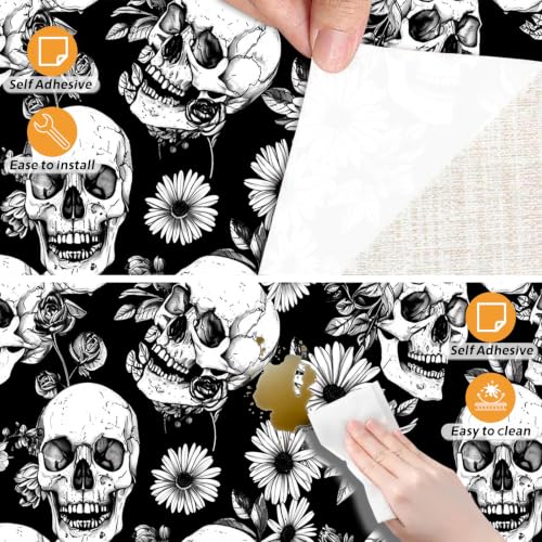 Image of Nuxovilar Skull Gothic Wallpaper Peel and Stick 12x18In PVC
