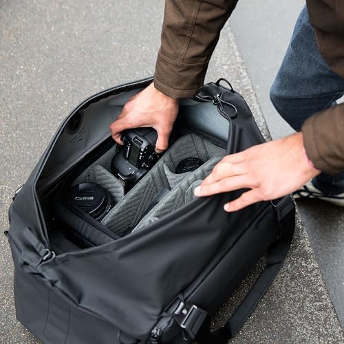 Image of Peak Design Travel Duffel 35L, Black, Extra-Wide Single Zip Access, Weatherproof Shell, 4 External Pockets, Fits Packing Cubes & Camera Cubes, Ideal for Weekend Trips, Versatile Duffel Bag for Travel