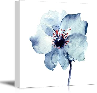IDEA4WALL Canvas Wall Art Abstract Ink Watercolor Flowers Painting Artwork for Home Prints Framed - 12x12 inches