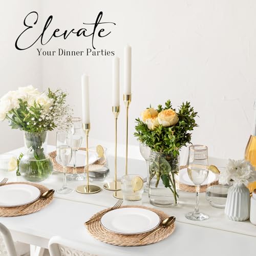 Runtivan Round Woven Placemats Set Of 6, Natural Water Hyacinth Place Mats, 12 Inch Rattan Placemats Wicker Placemats Farmhouse Boho Braided Heat Resistant Outdoor Placemat Patio Table Place Mats thumb #5