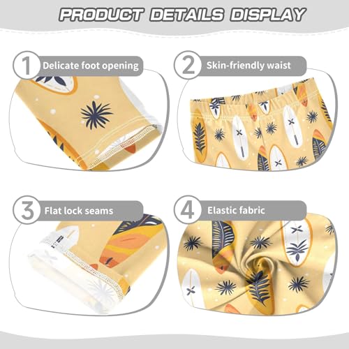 ALAZA Girls' Leggings Children's Yoga Pants Skinny Printed Dance Surfboard Yellow Comfortable 4T2