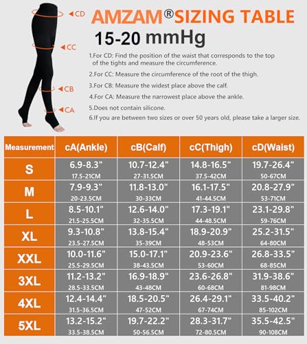 Collants de compression gradués grande taille 4XL opaques sans orteils - 2