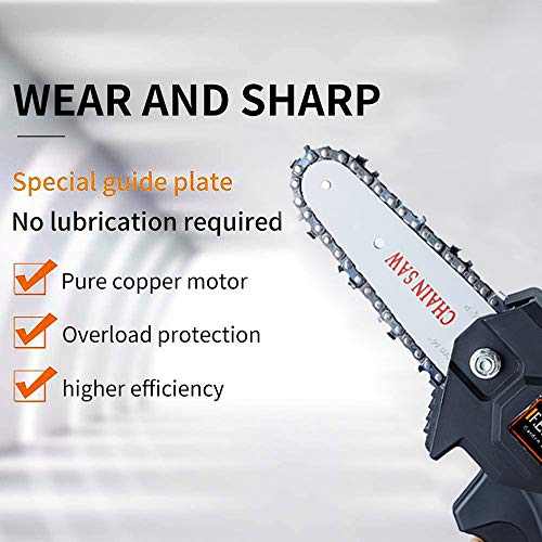 Anzid Chainsaw Cordless Electric Mini 4-Inch - Chainsaw Cordless with Battery and Charger, Pruning Shears Chainsaw for Courtyard Tree Branch Wood Cutting (black-24v)