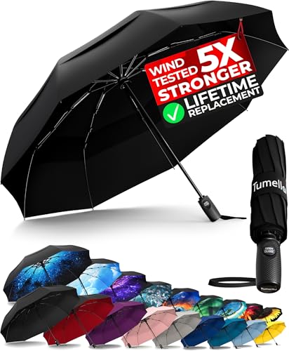 TUMELLA Strongest Windproof Travel Umbrella (Compact, Superior & Beautiful), Small, Wind-Tested,...