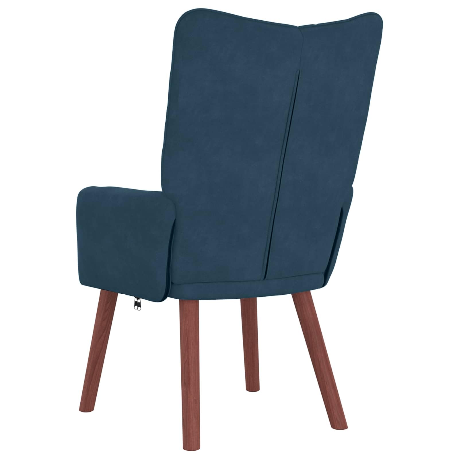 Poltrona Blu in Velluto con Braccioli Imbottiti e Gambe in Legno Massello di Hevea 63 x 67 x 94 cm, Seduta Singola Ergonomica per Soggiorno, Camera, Studio, Relax e Lettura