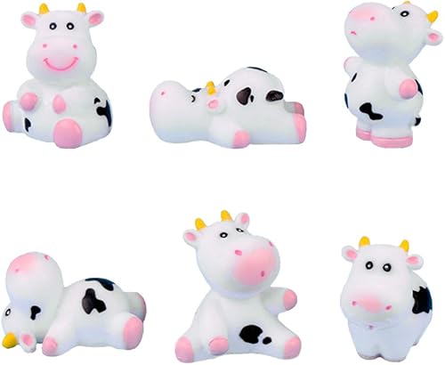 MAOMIA 6 piezas de figuras de vaca para niños, lindos juguetes de animales, decoración de pasteles, vaca, hada, jardín, figuritas en miniatura,