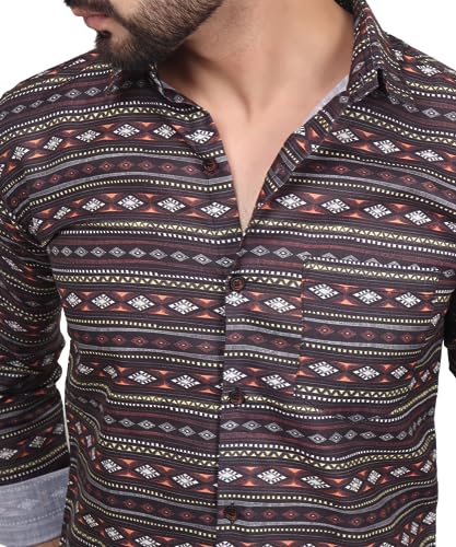 Image of TB Trybuy.in Nomadic Men's Printed Full Sleeve Casual Linen Shirt