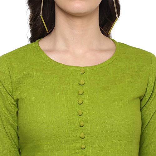 Image of Cotton Plain and Solid Bell Sleeve A-Line Short Round Neck Flared Tunic Top for Girls Women