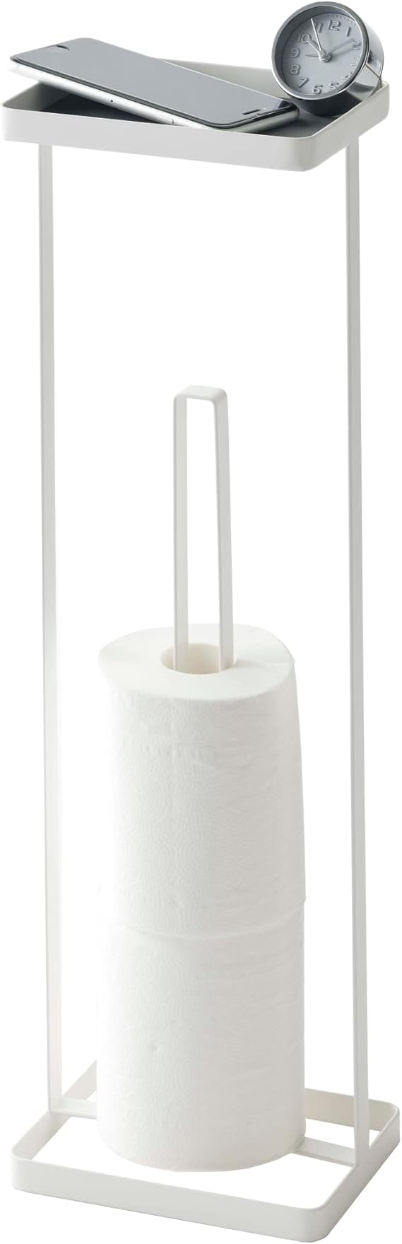 Yamazaki Home Roll Stand with Tray | Steel | Toilet Paper Stocker, One Size, White