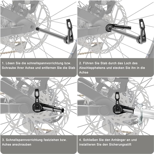 NICEDACK Fahrradanhänger Kupplung, Fahrrad Anhängerkupplung, Fahrradanhänger-Adapter,Hundeanhänger Adapter für Fahrrad, Kinderanhänger Fahrradkupplungen (Schwarz)