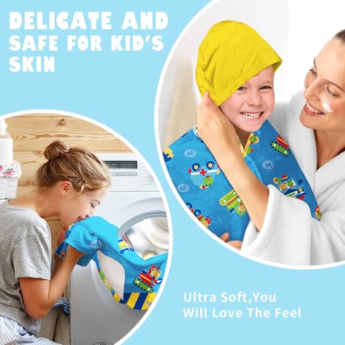 Image of Engineering Vehicle Boys Beach Towel with Hoodie for Kids Toddlers Age 4-8,Car Blue Bath Towels Shower Wrap for Boys, Hooded Poncho Beach Blanket for Pool Swimming Cute Wearable Bath Towel for Child