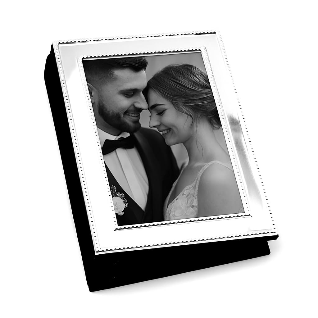 Designerski album fotograficzny do wkładania 100 zdjęć z ramką na zdjęcia z perłami, 10 x 15 cm, srebrny album na zdjęcia ślubne, z grawerunkiem na życzenie (możliwość spersonalizowania do