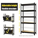 PrimeZone Storage Shelves 5 Tier Adjustable Garage Storage Shelving, Heavy Duty Metal Storage Utility Rack Organizer Shelf Unit for Warehouse Pantry Closet Kitchen Basement, 28" x 12" x 59", Black - Image 5