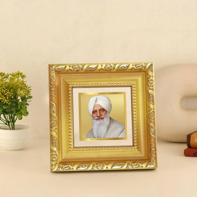 Image of DIVINITI Radha Soami 24K Gold Plated Foil Tabletop Photo Frame for Home Decor, Puja Room, Living Room, Office, Luxury Gifting | DG Frame 103 S1A (10x10 CM)