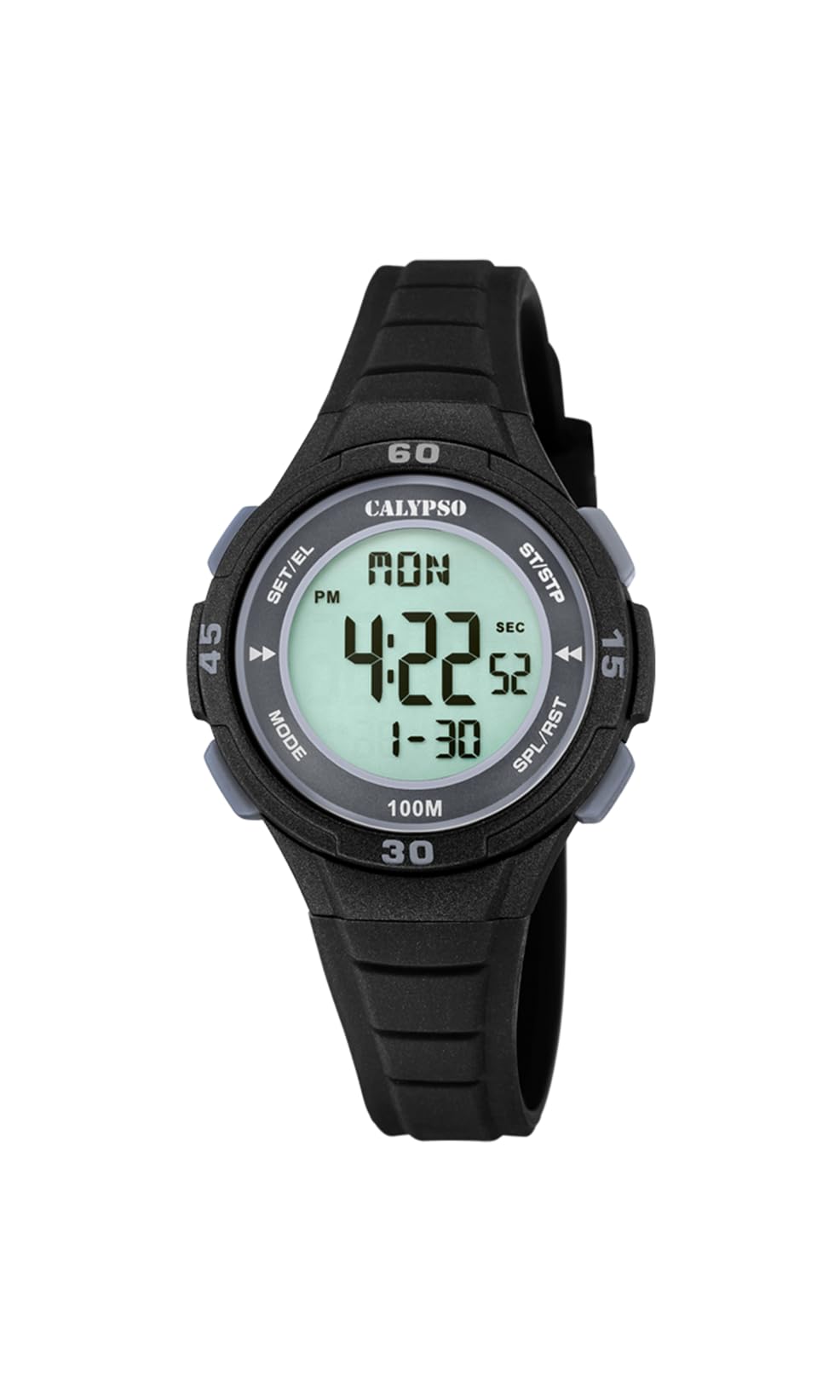 CALYPSO Reloj Digital Infantil Niño y Niña de Caucho Negro