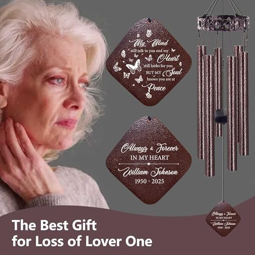 Image of ASTARIN Personalized Memorial Wind Chimes, Customized Wind Chime for Loss of Loved One /Mother /Father, Wind Chimes for Outside Garden Decoration, Sympathy Gifts for Women /Man