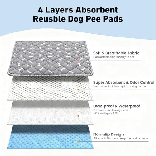 Image of Puppy Pads with Pheromones,Washable Puppy Pee Pads for Dogs,Reusable Puppy Pads Washable for Dogs & Cats,Washable,Durable Leak-Proof & Anti-Slip Pet Training Pads for Home & Trave