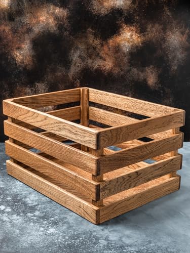 Image of Rustic Storage Bins and Fruit Desk Containers Wood Nesting Storage Box Rustic Wood Crate Table Organizer, 37X23X14 Cm, Brown