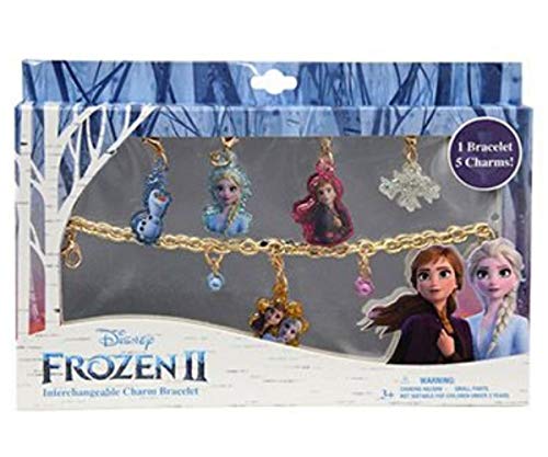 Disney Collections Etc Frozen 2 Interchangeable 5 Charm Bracelet and 24 Sticker Earrings (Gold)2