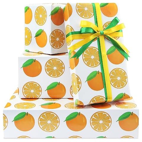 Orange Gift Wrapping Paper with Ribbons Cover