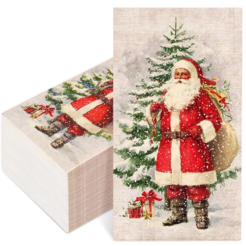 Servilletas de Navidad para invitados en cenas familiares de invierno y fiestas de Papá Noel