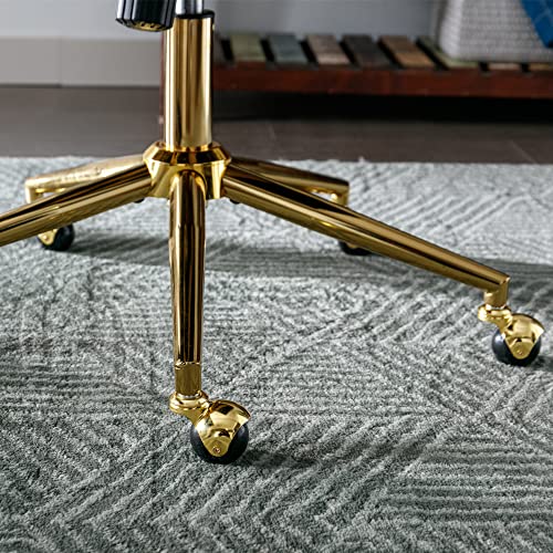 Anwickhomk Furniture Office Chair,Velvet Vanity Chair,Upholstered Tufted Button Home Office Chair With Golden Metal Base,Adjustable Desk Chair Swivel Office Chair (Gray) #TOP5