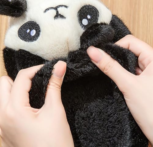 HANDKEI Fluffy Women's Panda Plush Slippers - Rubber Anti Slip Home & Outdoor3