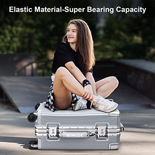 Somode La Series Carry On Luggage 20Inch Wide Handle Suitcase,Hardshell With Aluminum Frame,Supper-Low Noise Spinner Wheels & Tsa Lock, Business Travel Carry-On Luggage (Silver) #TOP2