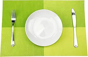 HAYDEN (Set of 6 PCS) Place Mats, Dining Table Mats Washable and Heat Resistant 45x30cm (Green)
