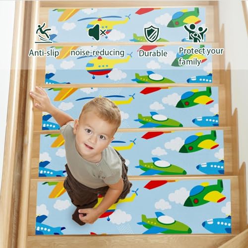 Peldaños de escalera de madera con alfombras antideslizantes interiores de 76 x 20 cm 4