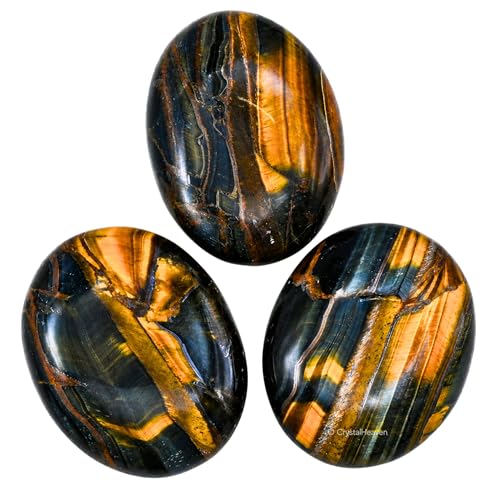 Image of Certified Multi Tiger Eye Crystal Palm Pebbles Stones for Anxiety Stress Relief Massage - AAA Grade Original Healing Gemstone Agate Palm Stone for Yoga Meditation Spiritual Reiki Feng Shui