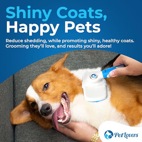 PetLovers EzSlicker Self-Cleaning Brush - Dog Brush for Shedding, Gentle Slicker Brush for Cats, Tangle-Free Grooming Comb with Soft Bristles & Ergonomic Handle for Stress-Free Grooming - Thumbnail 5