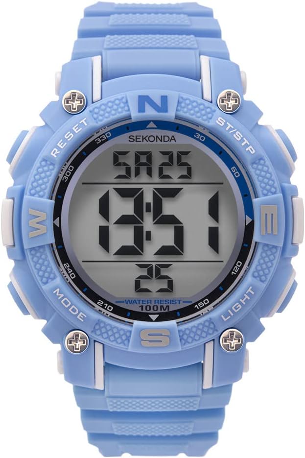 Sekonda Unisex Digital Quartz Watch with Light Blue Resin Strap 1762