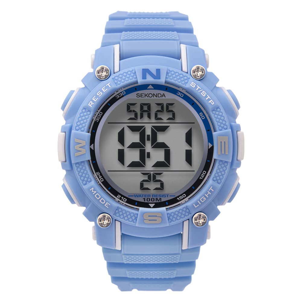 Sekonda Unisex Digital Quartz Watch with Light Blue Resin Strap 1762