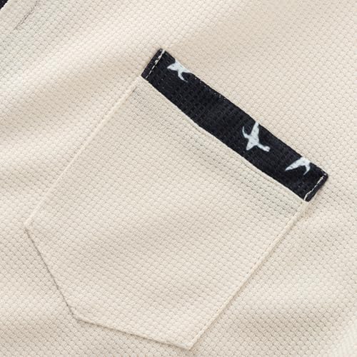 PORCLAY Men's Polo Shirt Summer Waffle Short Sleeve Blouses Button Down Beach Tops Textured Golf Shirts with Pocket - Image 6