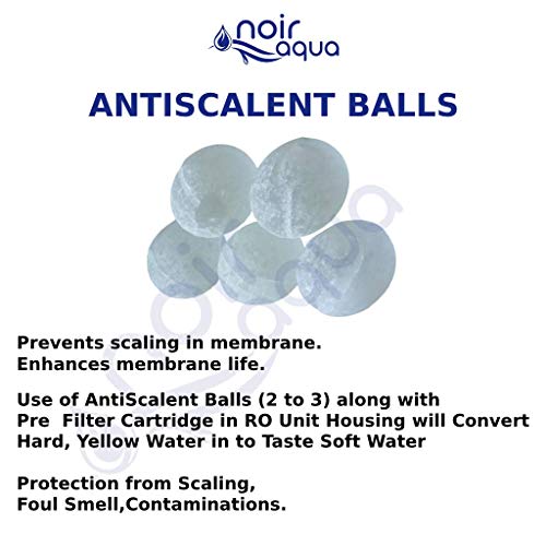 Image of Noir Aqua - 12pcs PP Spun Filter + 1 Spanner + 4 Antiscalant Balls + 2mtr Water Pipe | for All Types of RO Water Purifiers (12 Piece, White, 10 Inch, 5 Micron) - RO Spun Filter Cartridge
