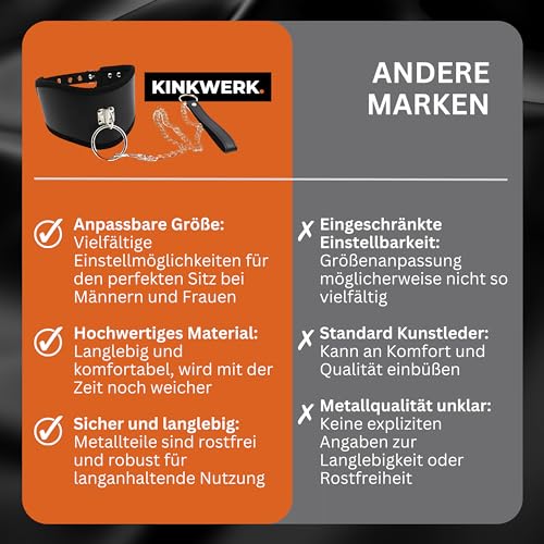 KINKWERK Breites Halsband mit Führungsleine | Breite Ausführung für Kontrolle für Mann & Frau | BDSM, Bondage