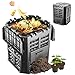 Produktbild KADAX Komposter, Schwarze Kompostanlage, Schnellkomposter aus Kunststoff, witterungsbeständiger Thermokomposter mit klappbarem Deckel (360L)