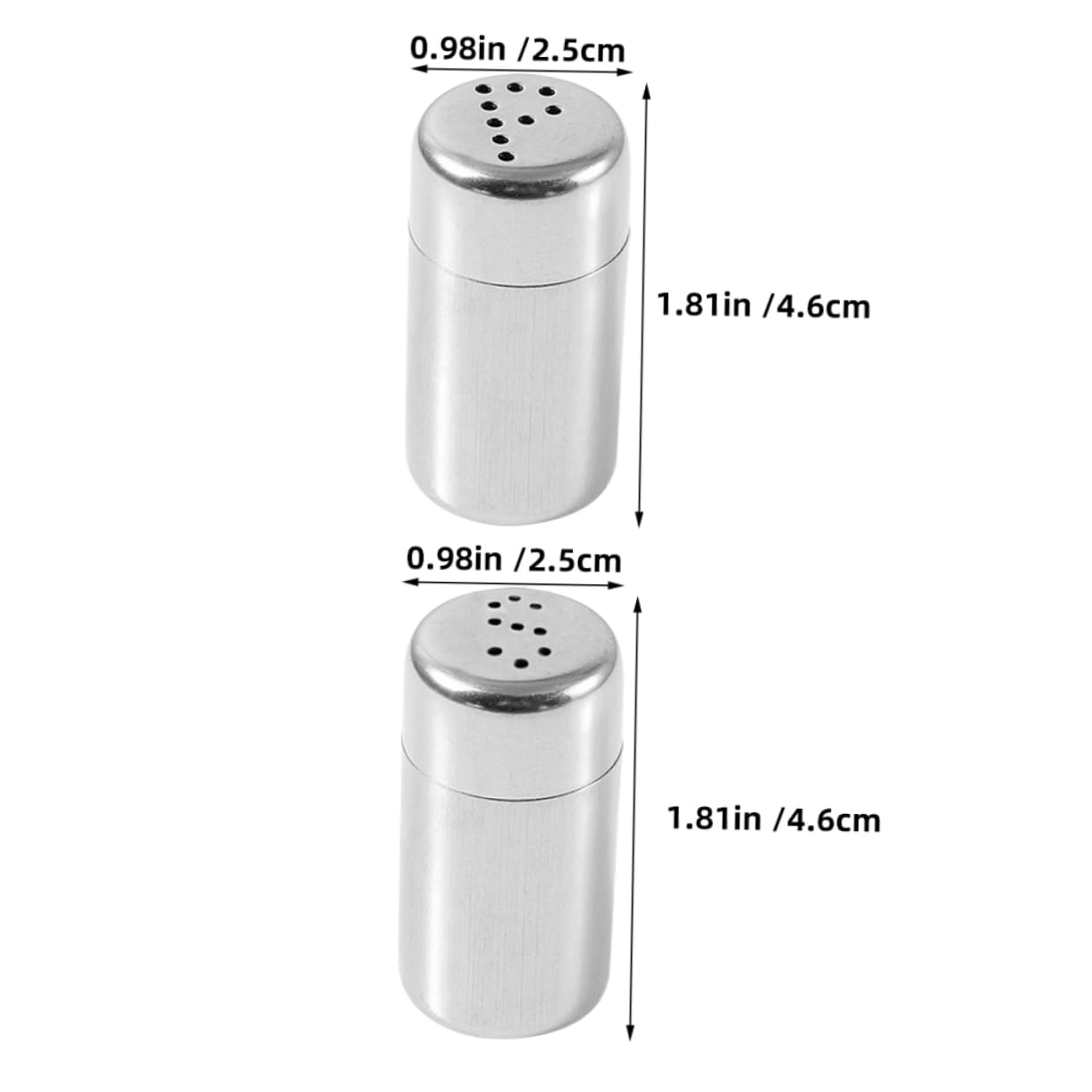 PRETYZOOM 2Pcs Mini Seasoning Compact Stainless Steel Containers for Kitchen and Travel All Purpose Spice Bottles with Tightly Sealed Lid for Freshness
