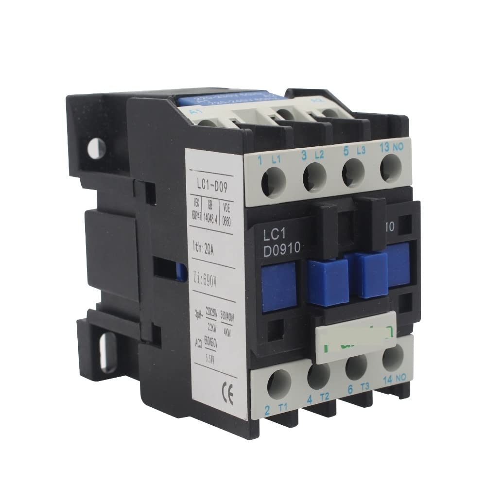 PAKMEZ Stycznik AC LC1-D09 9A 220 V 50/60 Hz Stycznik do montażu na szynie DIN 3p + brak elektryczności przemysłowej
