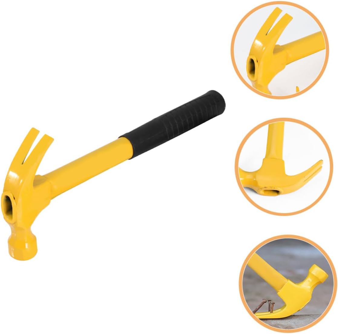 FUOYLOO Claw Hammer 0.8lb Framing Hammer with Steel Handle for Carpenter Woodworking Non-skid Multi-function Claw Nail Puller Tool