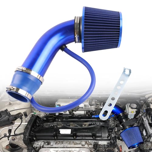 VVORHSBELL Universal Air Intake Filter Kit 3 76mm Cone Alumimum Car Cold Air Intake Filter Induction Kit Pipe Hose System Compatible with Car Automobile Racing