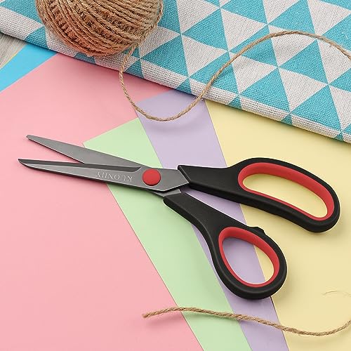 Image of KUONIIY Ultra Sharp Titanium Coated Scissors with Comfortable Multi Purpose Handles, Red Black, 19.5cm