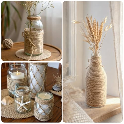 Image of KINGLAKE Natural Jute Twine String - 656 Feet 3mm Twine String for Crafts