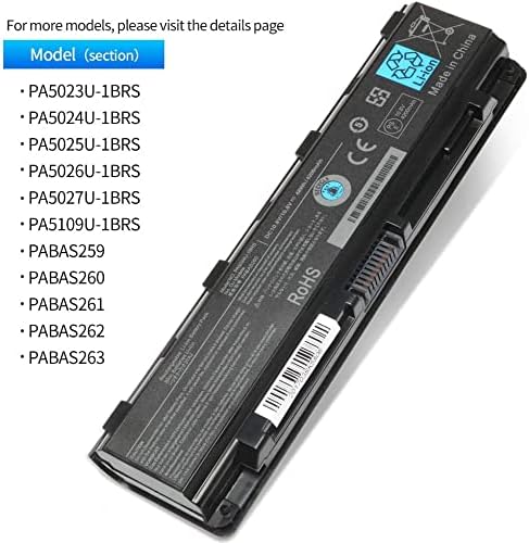 PA5024U-1BRS Battery for Toshiba Satellite S75 P75-A7200 P75-A7100 S855-S5378 S855D-S5148 C75D C875 C850 L800 C55T-A C55-A5220 C55-A5300 C55-A5302 C55-A5390 P875 PA5026U-1BRS - 12 Month Warranty