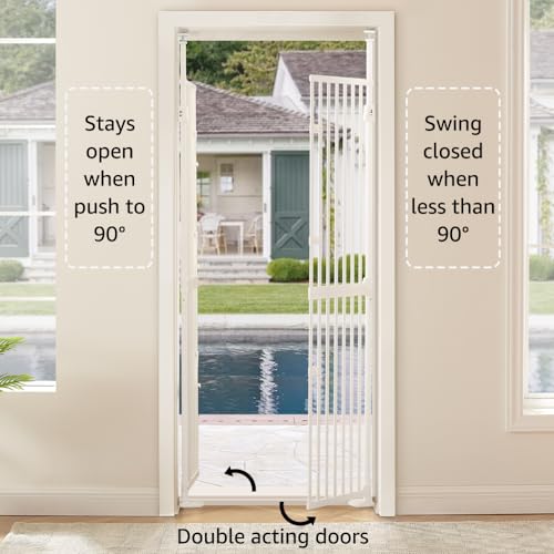 unipaws 74 Inch High Extra Tall Cat Gate with Doors Locks Narrow Bar Spacing, Pressure Mounted 6 to 8 Feet Tall Adjustable Pet Gate, Cat Door Way Indoor Use, White