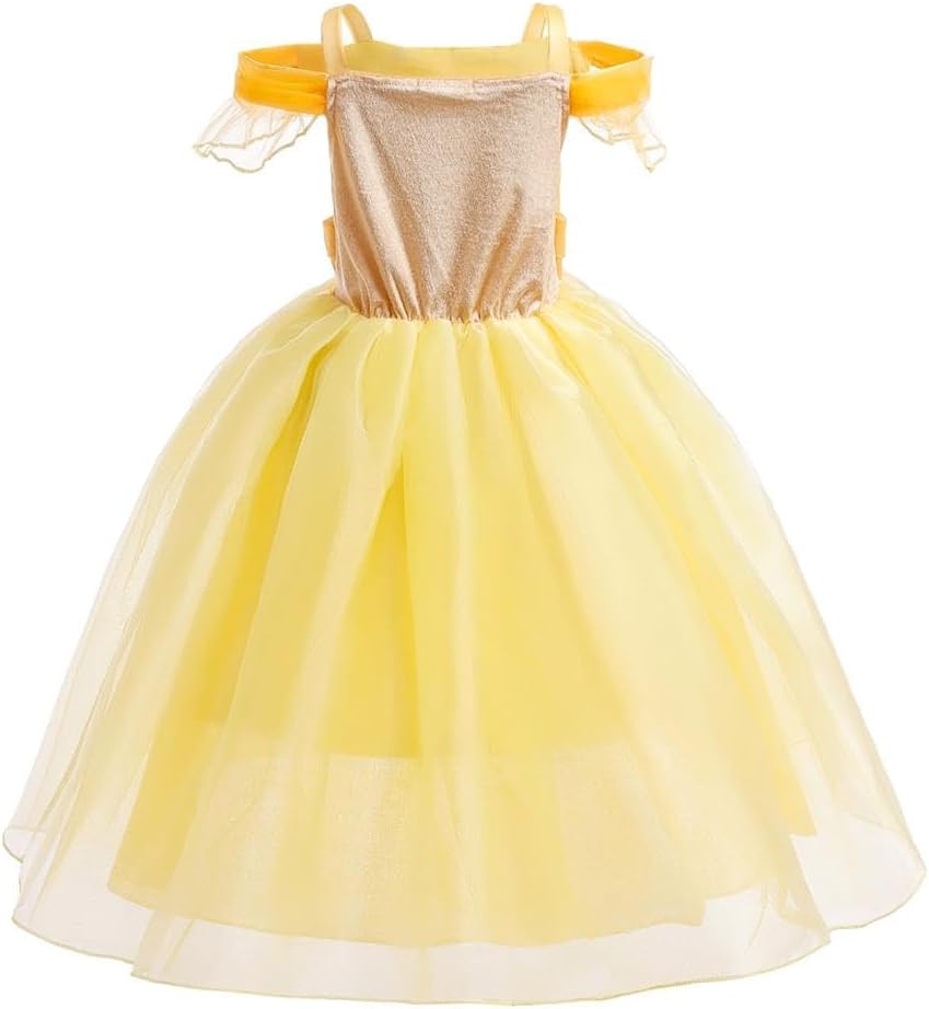 Dressy Daisy Toddler Girls' Princess Costumes Fancy Dress Up with Accessories Halloween Birthday Party Outfit Yellow - Image 2