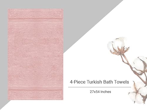 Miniatura 6 de Towel Bazaar Toallas turcas de algodón súper suaves y absorbentes (4 piezas, toallas de baño extra grandes de 30 x 60 pulgadas, color rosa)