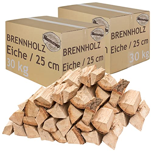 Bois de Chauffage 5-500kg pour Poêle et Cheminée Brasero Grill Panier à Feu Bûches de Bois de chêne 25 cm Flameup, Quantité:60 kg