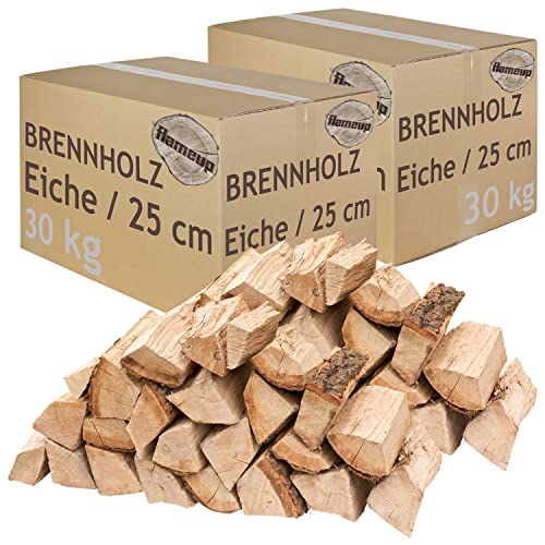 Bois de chauffage 5-500kg Pour Poêle et Cheminée Brasero Grill Panier à Feu Bûches de Bois de chêne 25 cm Flameup, Quantité:60 kg